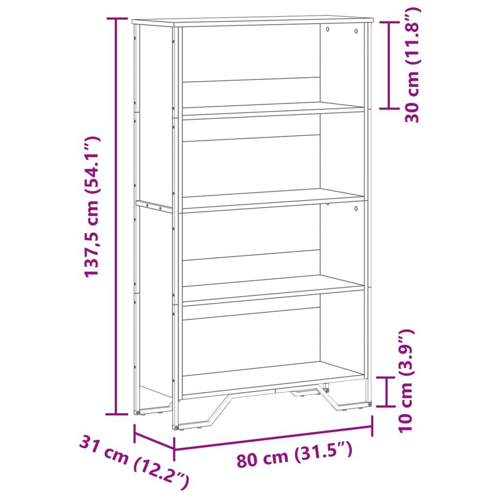 Estante 80x31x137,5 cm derivados de madeira cinzento sonoma