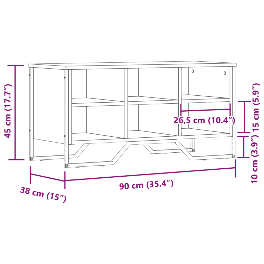 Sapateira 90x38x45,5 cm derivados de madeira cinzento sonoma