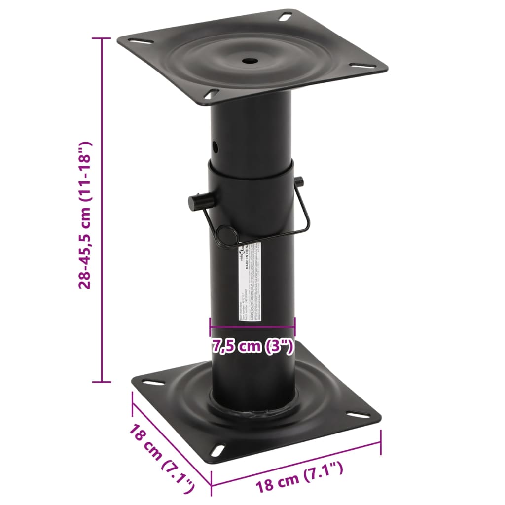 Pedestal para assento de barco ajustável 28-45,5 cm aço