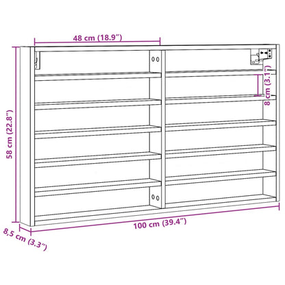 Armário vitrine 100x8,5x58 cm derivados madeira carvalho sonoma