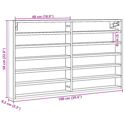 Armário vitrine 100x8,5x58 cm derivados de madeira cinza sonoma