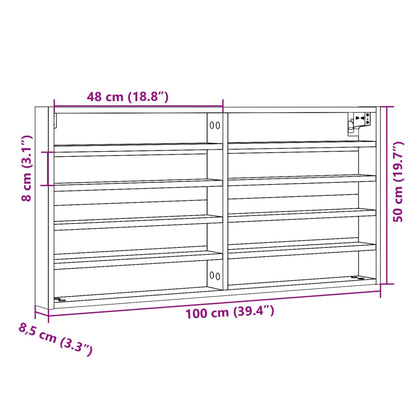 Armário vitrine 100x8,5x50 cm derivados madeira carvalho sonoma