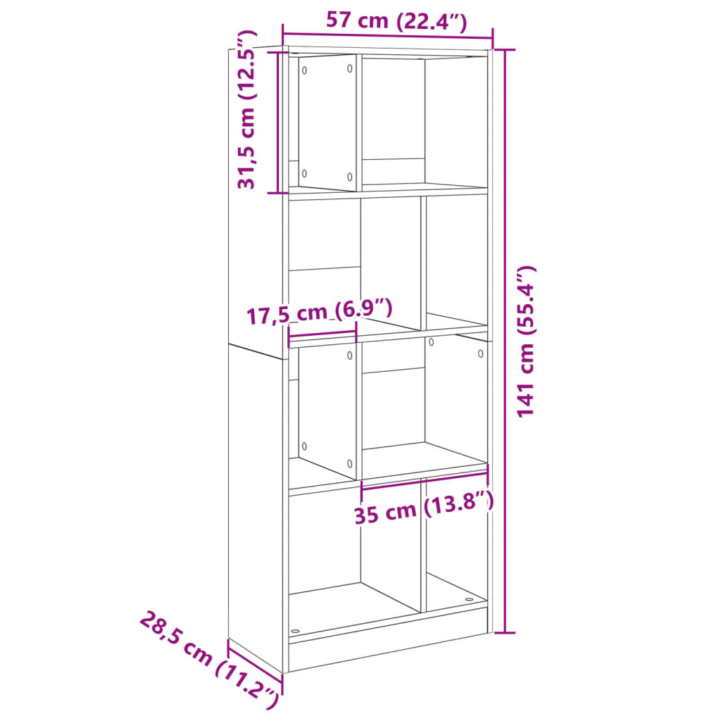 Estante 57x28,5x141 cm derivados de madeira cinzento cimento