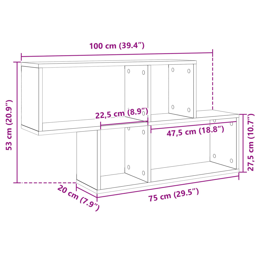 Estante de parede 100x20x53 cm derivados de madeira branco