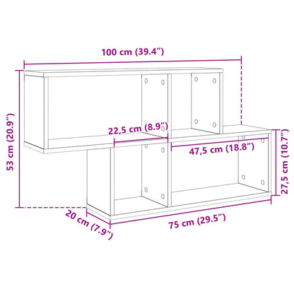 Estante de parede 100x20x53 cm derivados madeira cinza cimento