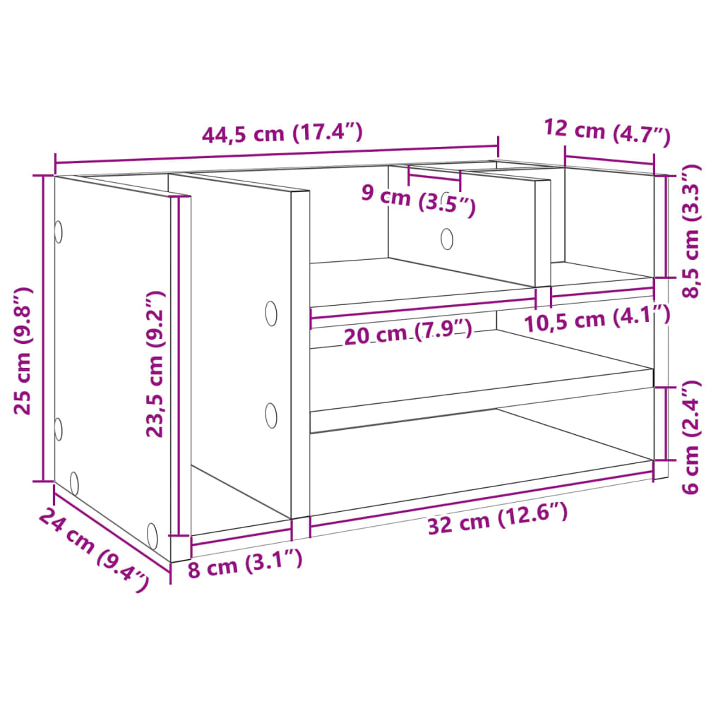 Organizador de secretária 44,5x24x25cm derivados madeira branco