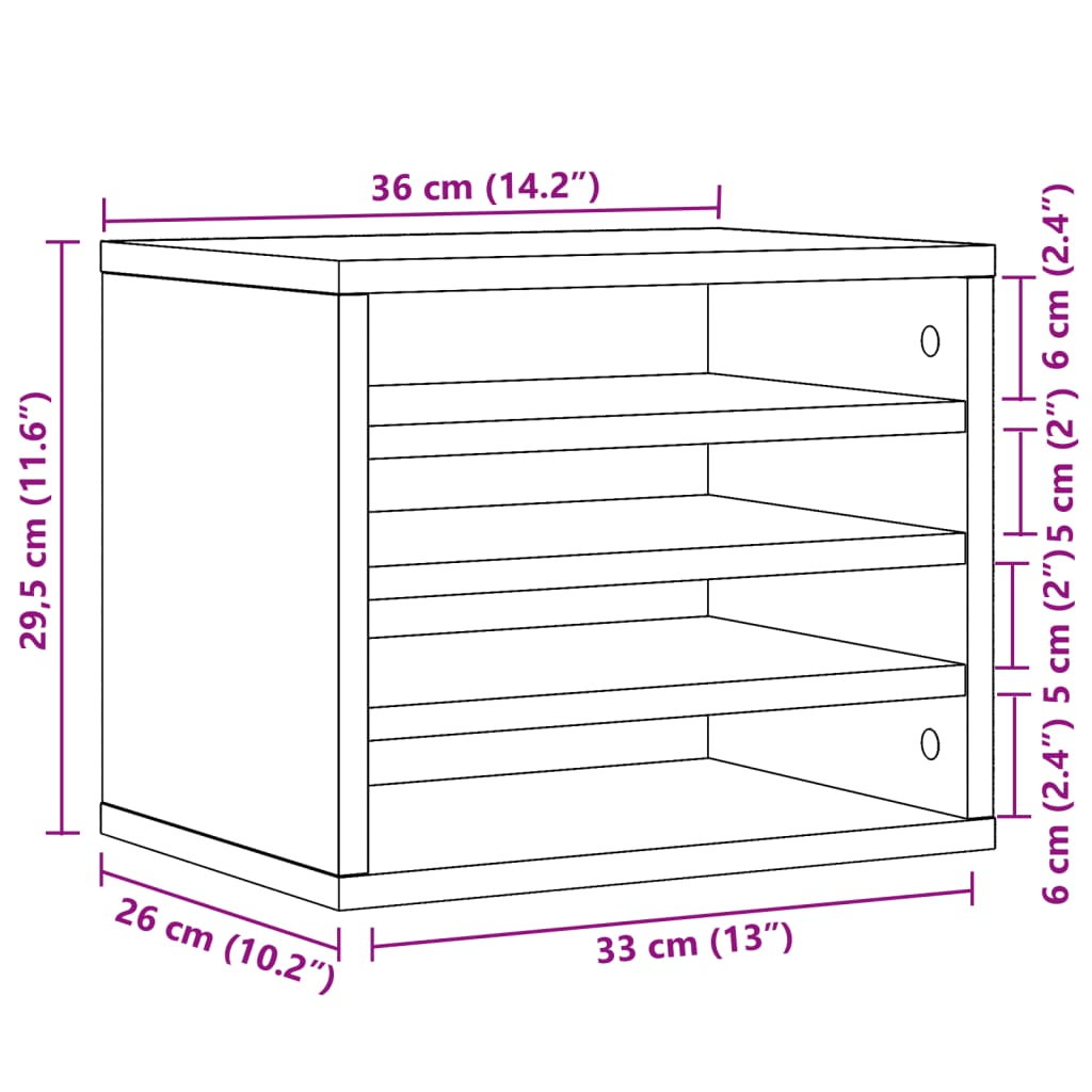 Organizador de secretária 36x26x29,5cm derivados madeira branco