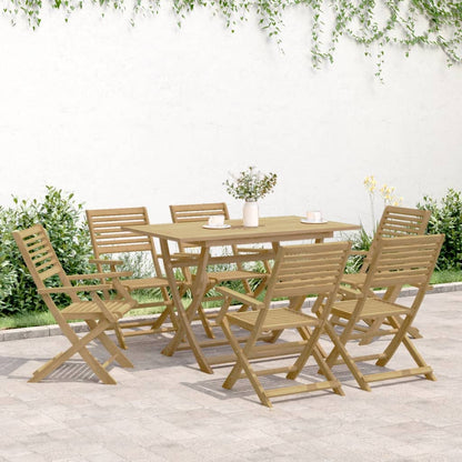 7 pcs conjunto de jantar para jardim madeira de acácia maciça