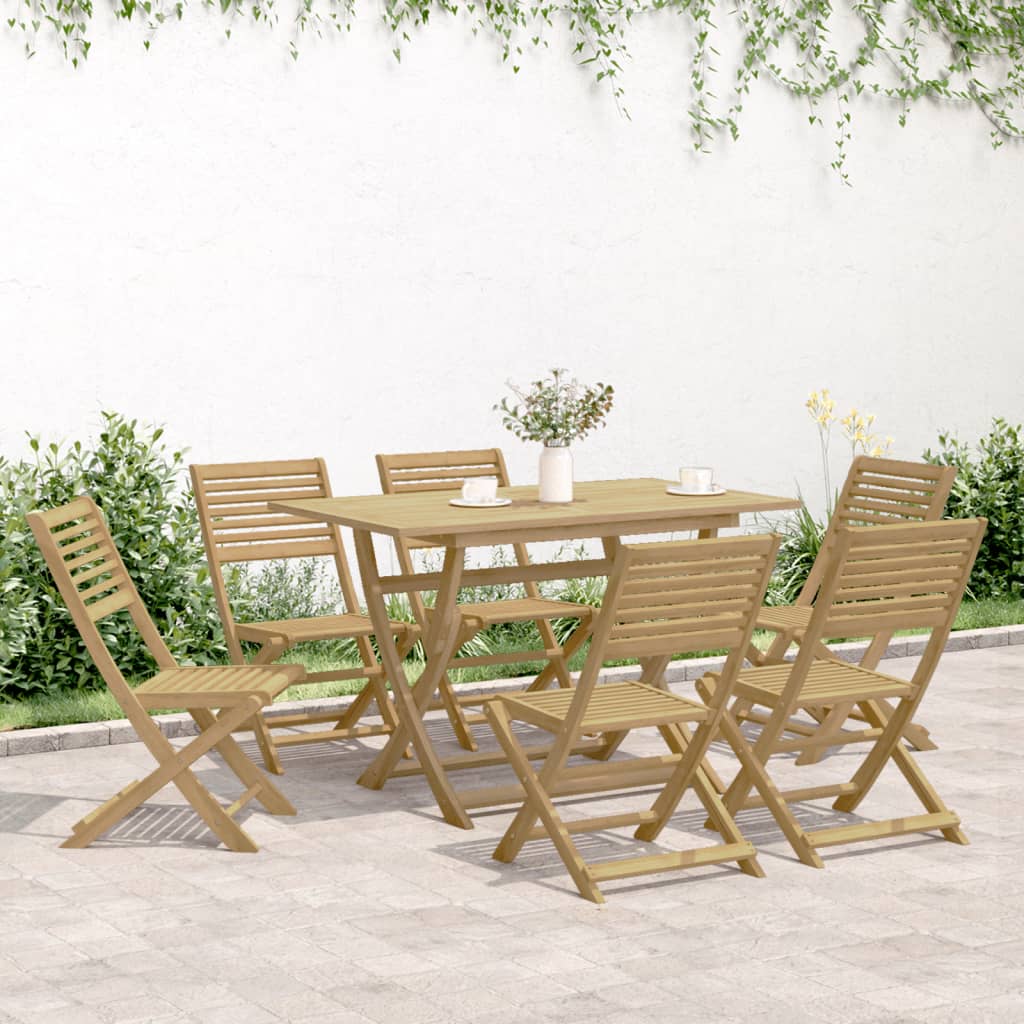 7 pcs conjunto de jantar para jardim madeira de acácia maciça