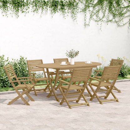 7 pcs conjunto de jantar para jardim madeira de acácia maciça