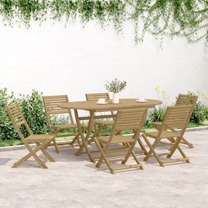 7 pcs conjunto de jantar para jardim madeira de acácia maciça