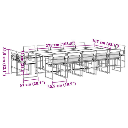 15 pcs conj. de jantar p/ jardim c/ almofadões textilene preto