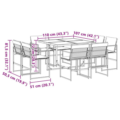 9 pcs conj. de jantar p/ jardim c/ almofadões textilene branco