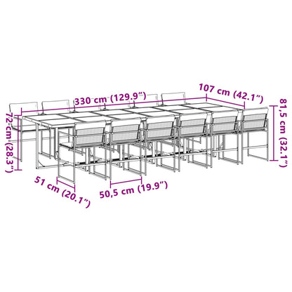 13 pcs conj. de jantar p/ jardim c/ almofadões textilene branco