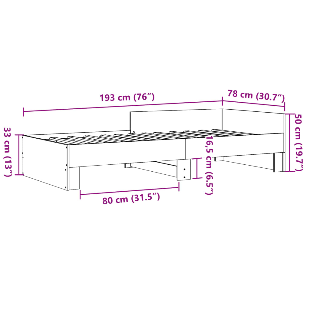 Estrutura de cama 75x190 cm derivados de madeira preto