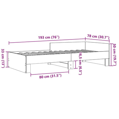 Estrutura de cama 75x190 cm derivados madeira carvalho castanho