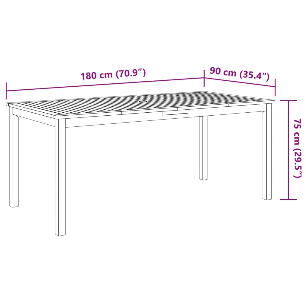 7 pcs conjunto de jantar para jardim madeira de acácia maciça