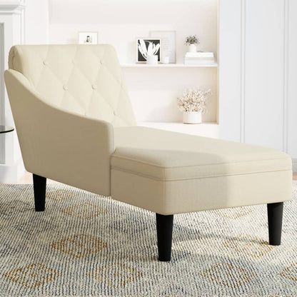 Chaise lounge c/ almofada/apoio de braços direito tecido creme