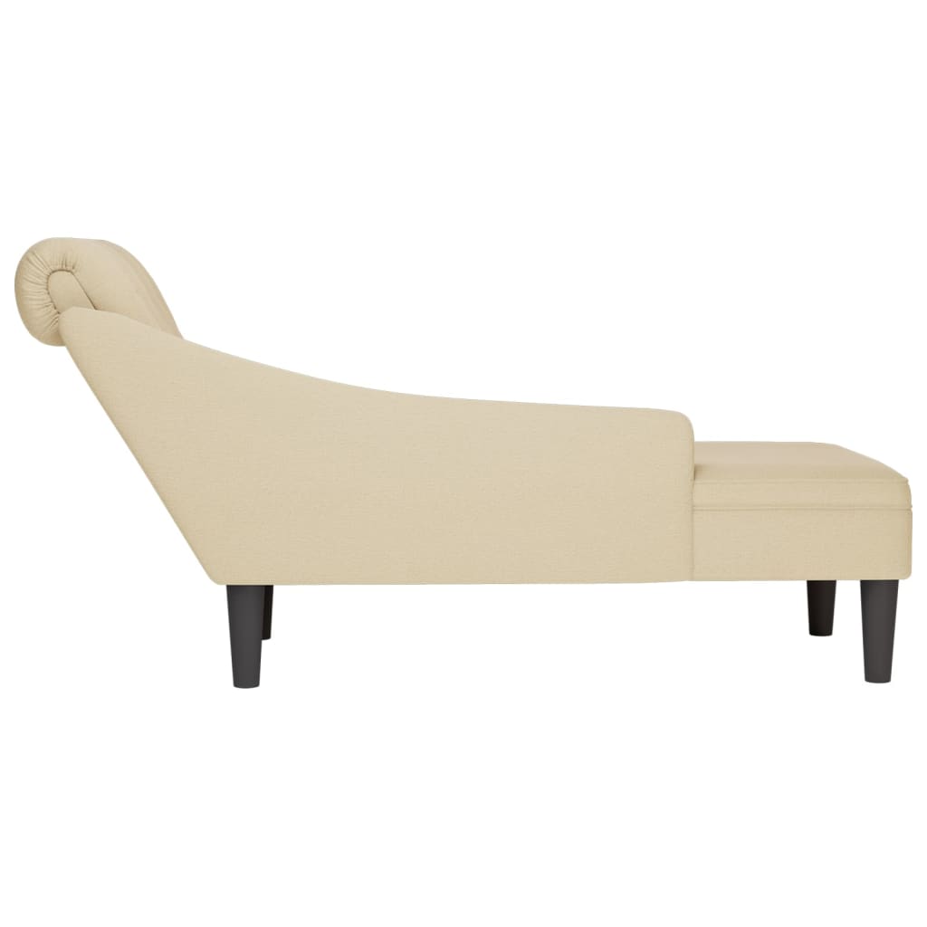 Chaise lounge c/ almofada/apoio de braços direito tecido creme