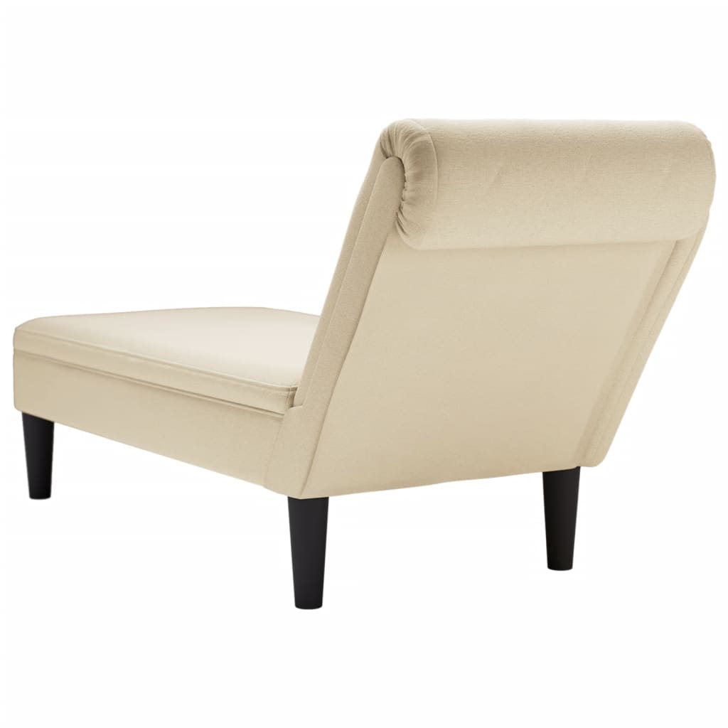 Chaise lounge c/ almofada/apoio de braços direito tecido creme