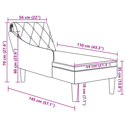 Chaise lounge c/ almofada/apoio de braços direito tecido creme