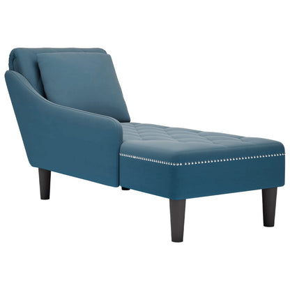 Chaise lounge c/ almofada/apoio de braços direito veludo azul