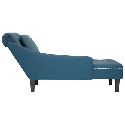 Chaise lounge c/ almofada/apoio de braços direito veludo azul