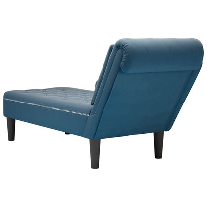 Chaise lounge c/ almofada/apoio de braços direito veludo azul