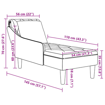 Chaise lounge c/ almofada/apoio de braços direito veludo azul