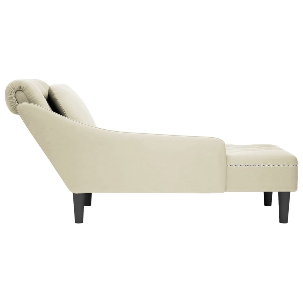 Chaise lounge c/ almofada/apoio de braços direito veludo creme