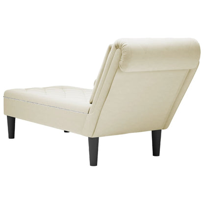 Chaise lounge c/ almofada/apoio de braços direito veludo creme