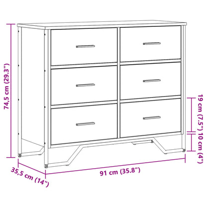 Cómoda 91x35,5x74,5 cm derivados de madeira cinzento sonoma