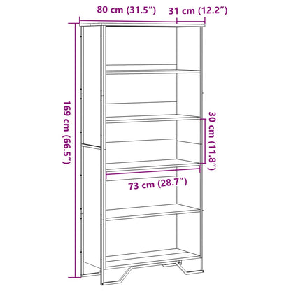 Estante 80x31x169 cm derivados de madeira cinzento sonoma