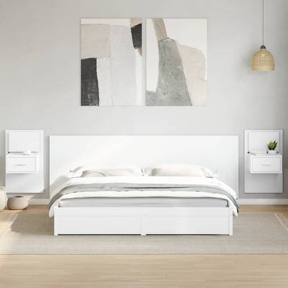 Cabeceira de cama c/ armários 240cm derivados de madeira branco