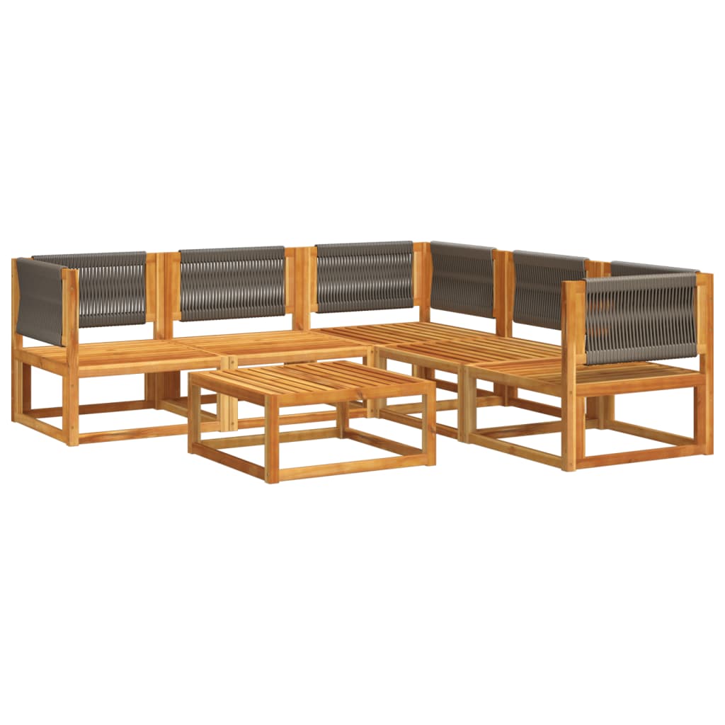 6 pcs conjunto de sofás de jardim com almofadões acácia maciça