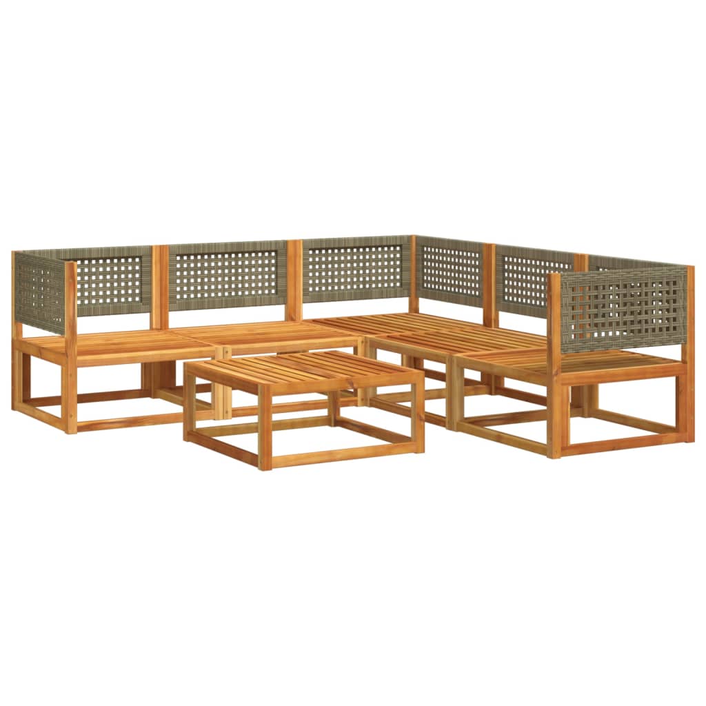 6 pcs conjunto de sofás de jardim com almofadões acácia maciça