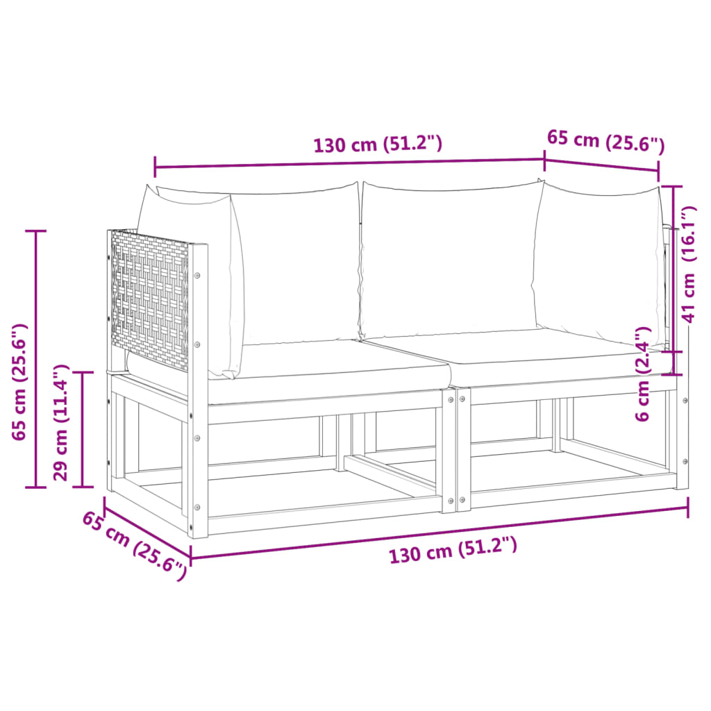 Sofás de canto p/ jardim 2 pcs c/ almofadões acácia maciça