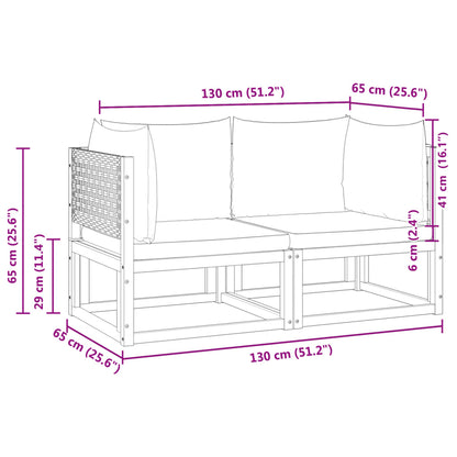 Sofás de canto p/ jardim 2 pcs c/ almofadões acácia maciça