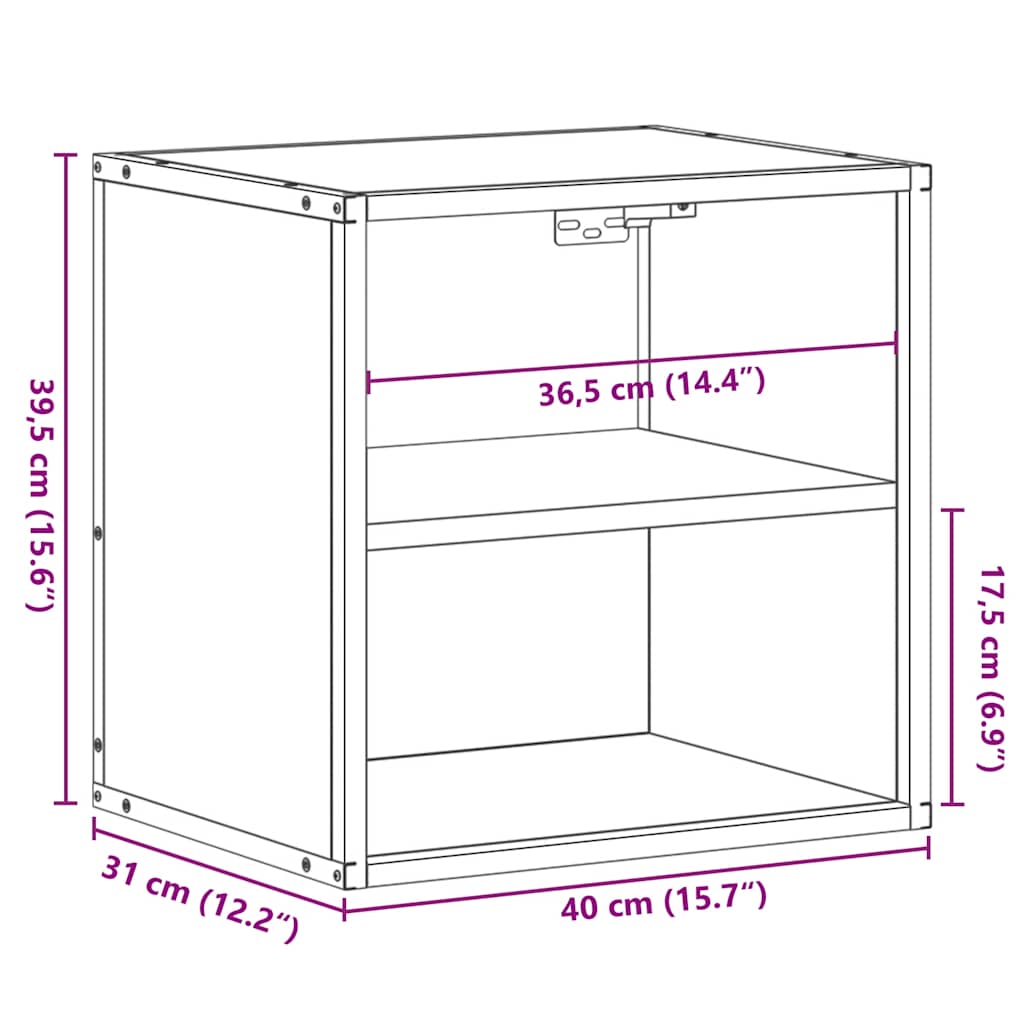 Mesa de cabeceira de parede 40x31x39,5 cm carvalho sonoma