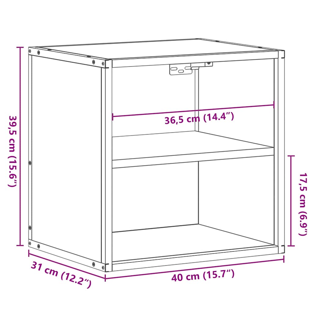 Mesa de cabeceira de parede 40x31x39,5 cm cinzento sonoma