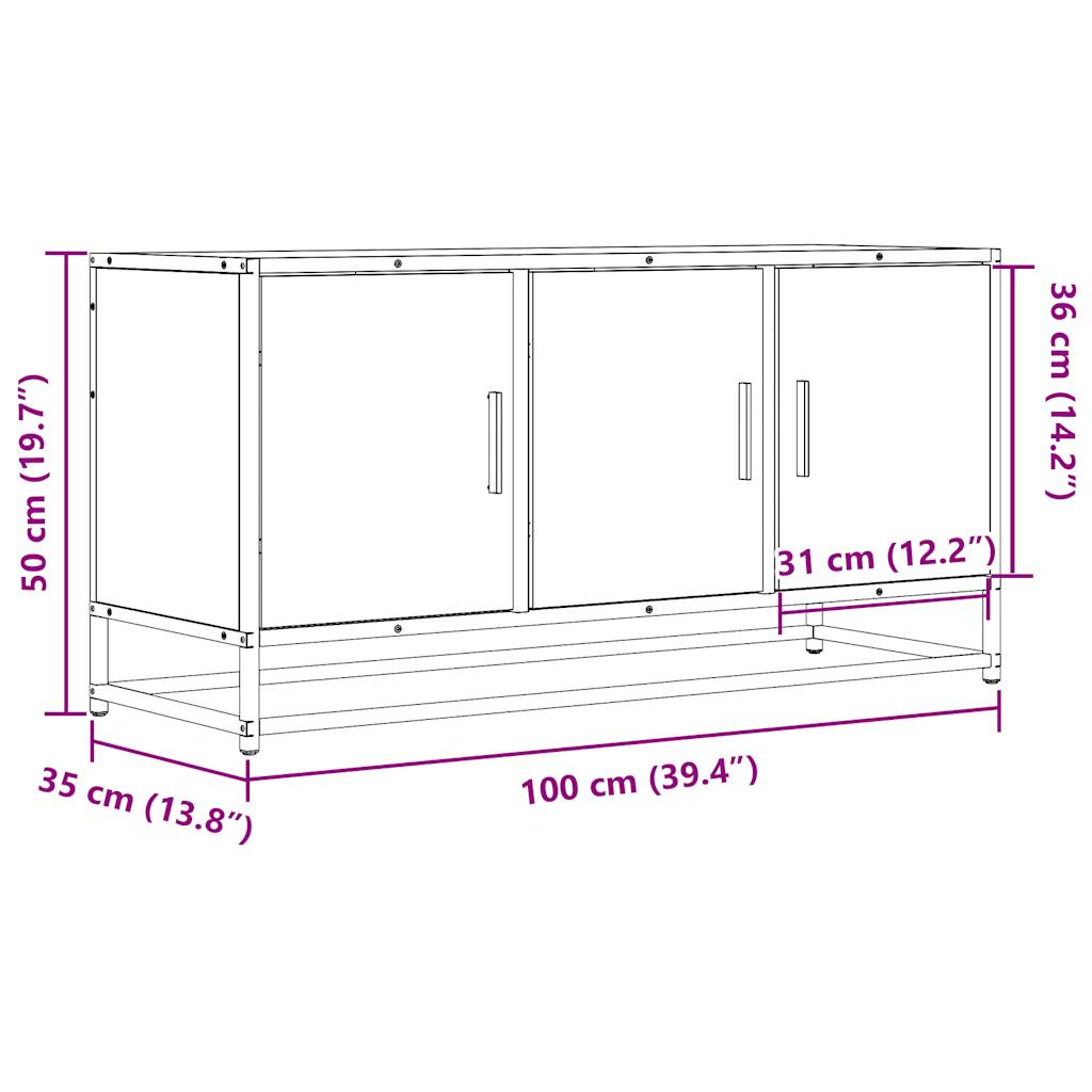 Móvel para TV 100x35x50 cm derivados de madeira/metal preto