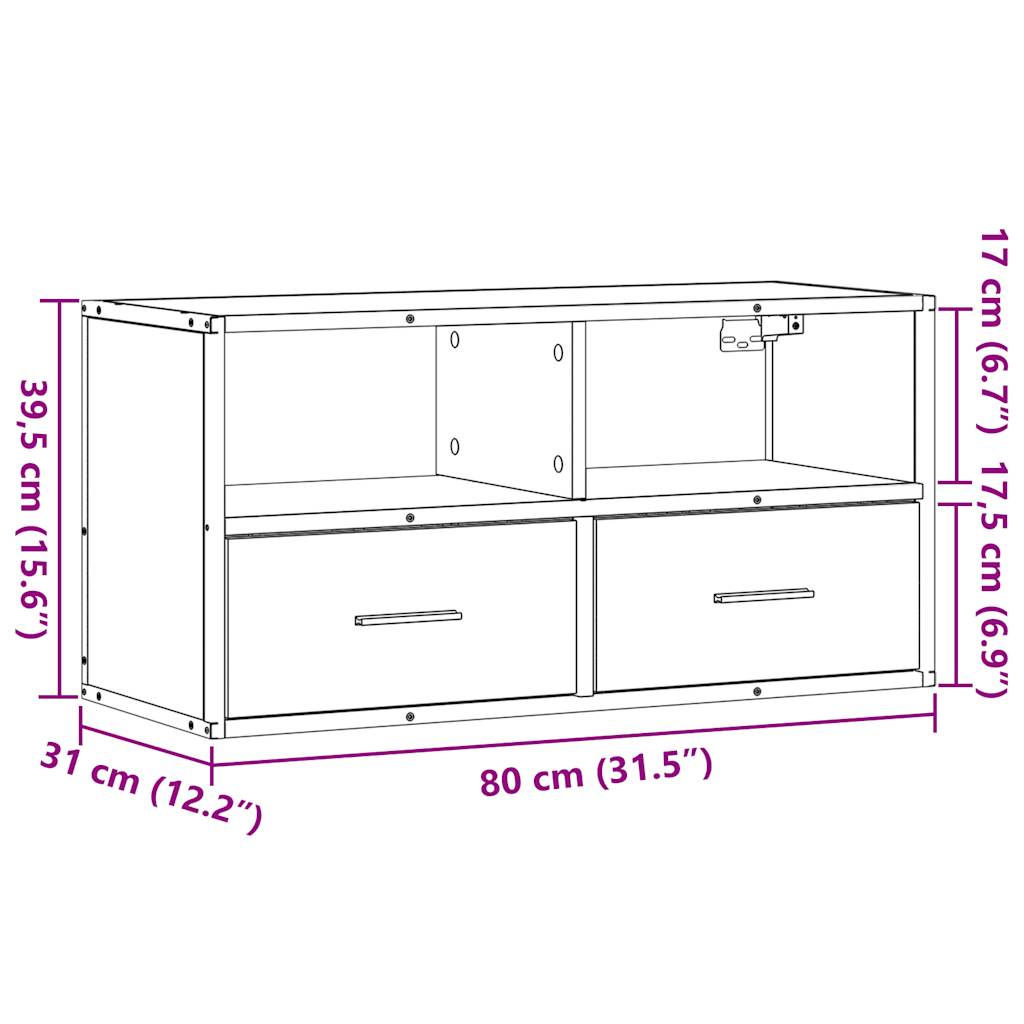 Móvel para TV 80x31x39,5 cm derivados de madeira/metal preto