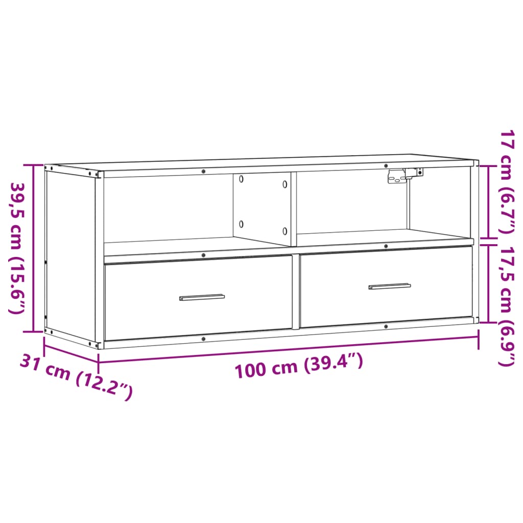 Móvel para TV 100x31x39,5 cm derivados de madeira/metal preto