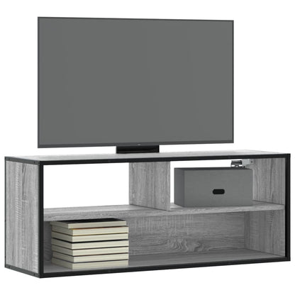 Móvel p/ TV 100x31x39,5 cm deriv. madeira/metal cinzento sonoma