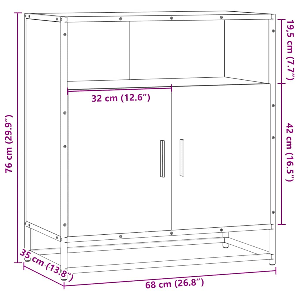 Aparador 68x35x76 cm deriv. de madeira cinzento sonoma