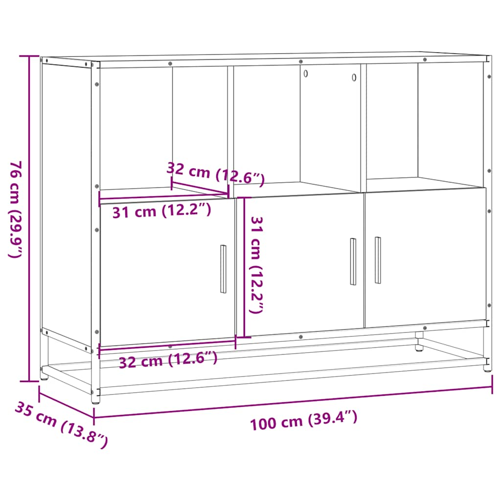 Aparador 100x35x76 cm derivados de madeira cinzento sonoma