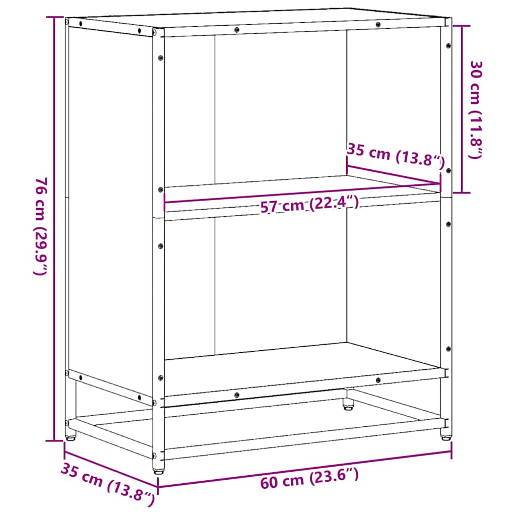 Estante 60x35x76 cm derivados de madeira cinzento sonoma