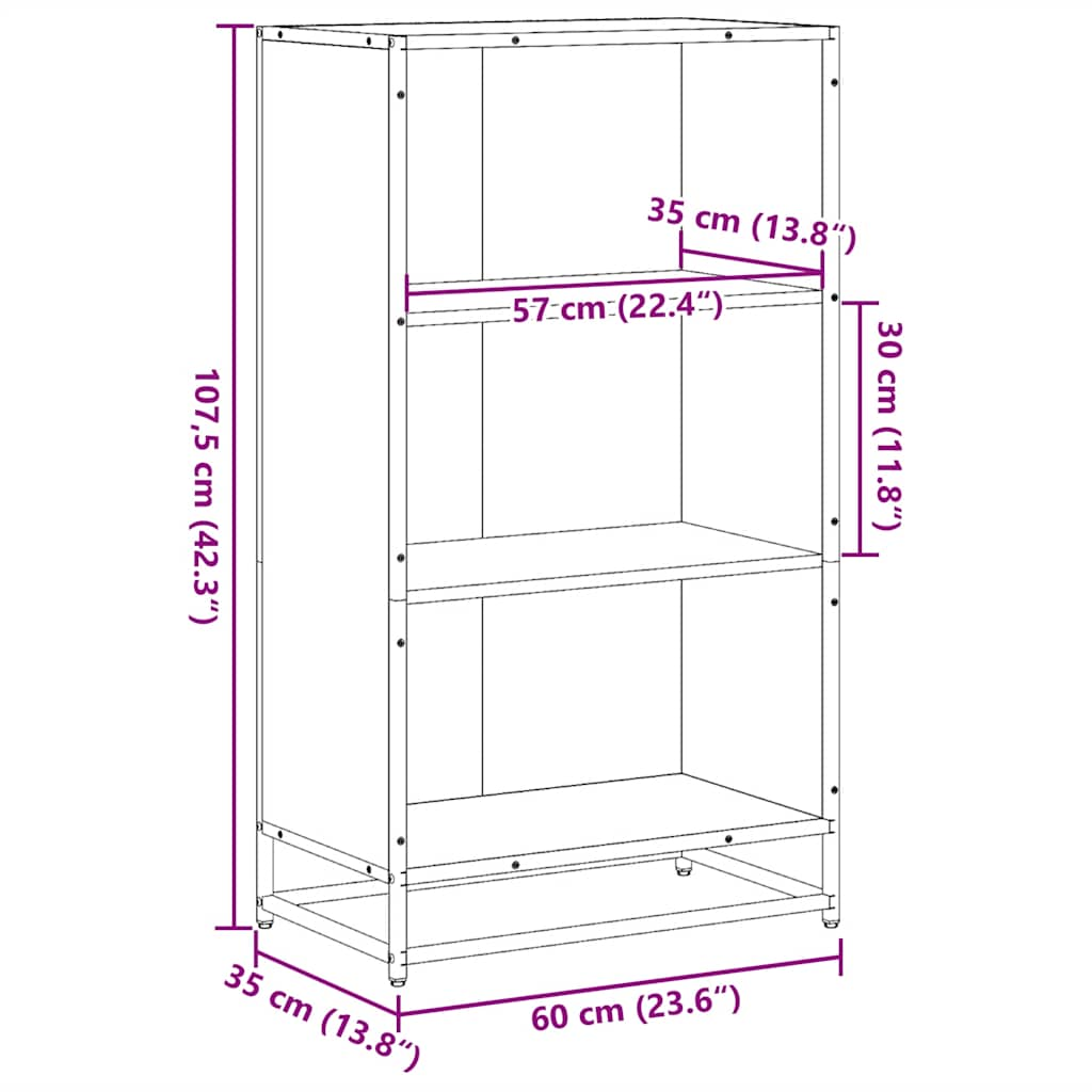 Estante 60x35x107,5 cm derivados de madeira cinzento sonoma