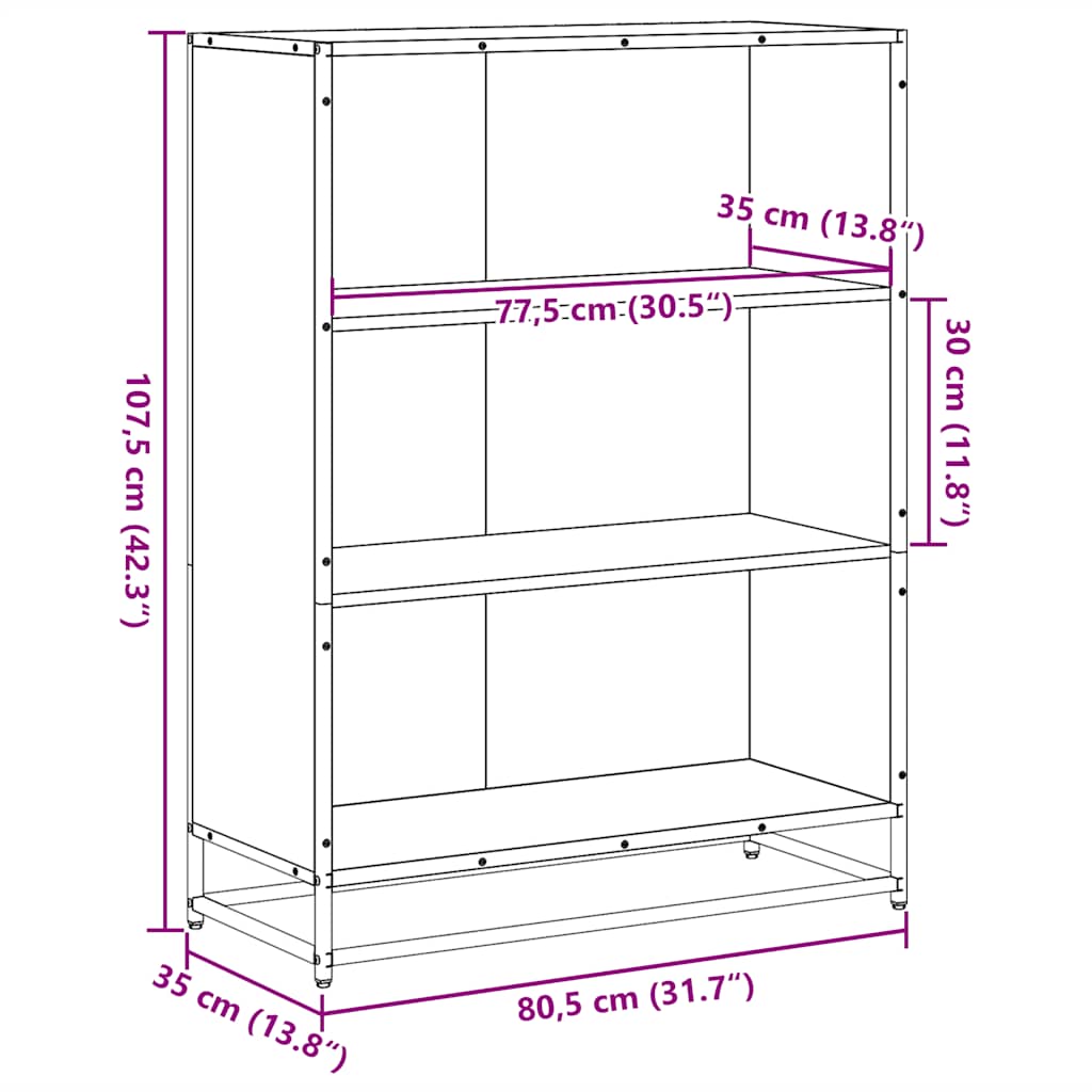 Estante 80,5x35x107,5 cm derivados de madeira cinzento sonoma