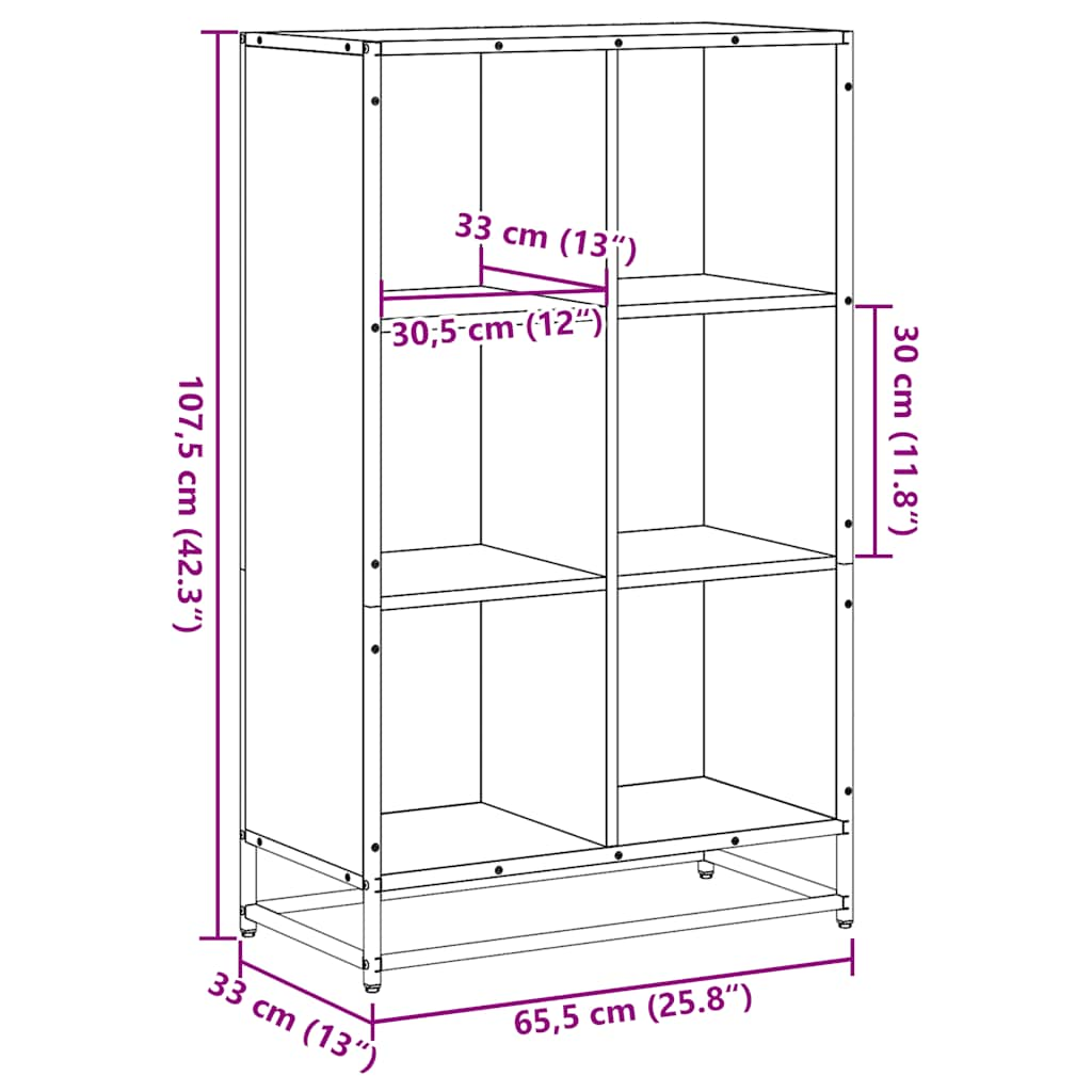 Estante 65,5x33x107,5 cm derivados de madeira cinzento sonoma